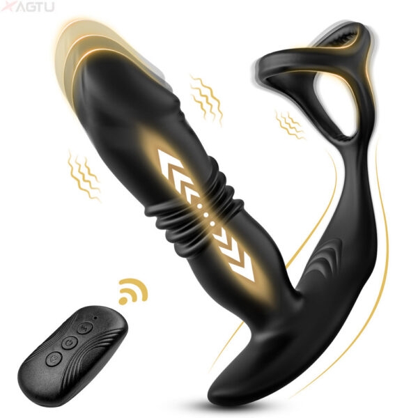 4832f835a4faa03b Male Thrusting Prostate Massager Bluetooth Vibrator Men Gay Anal Telescc Vibrating Butt Plug Sex Toy for Couples