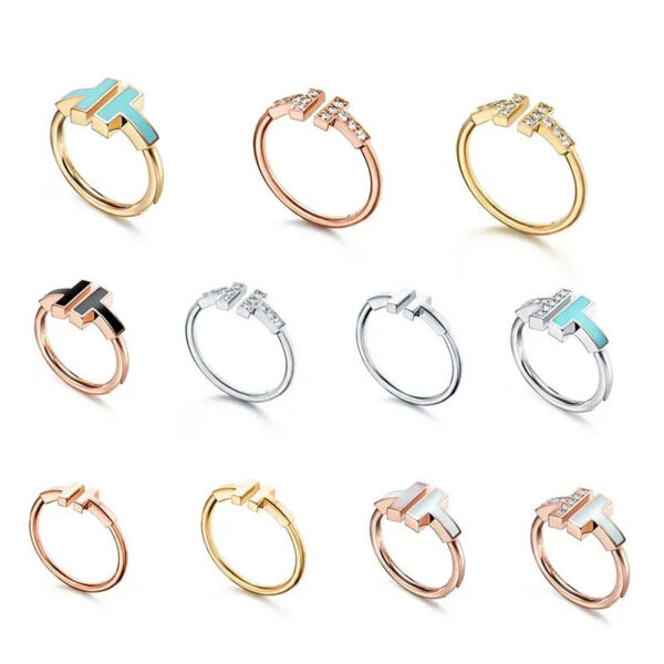 483c82b8270fb7a3 Designer Plated Wire for Women Mens Wedding Open with Month-of-pearl Diamond Ring Titanium Sier Rose Gold