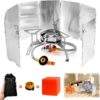 4858b70e28b904e0 SUPRBIRD Campingkocher 3500W Klein Faltbar Camping Gaskocher mit Piezozündung,klappbare Windschutzscheiben,Adapter Gasherd,Mini Gasbrenner für Outdoor Picknick Trekking Hiking reise,kissen,nackenrol