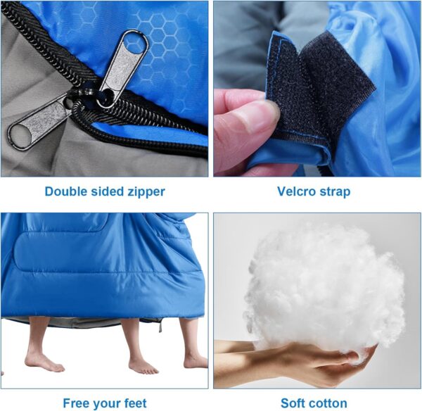 Double Sleeping Bag, 3 Season Waterproof Warm Rectangular Sleeping Bag for Adults, 2 Person Sleeping Bags with Compression Sack for Camping, Hiking, Backpacking, Outdoor Traveling