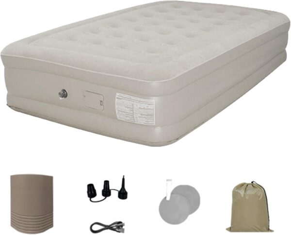 4878d453d50eae86 Inflatable Mattress Twin Size,Quick Inflation Deflation Camp Mattress Pad - Comfort Inflatable Bed, High Blow up Airbed for Home, Camping, Picnic