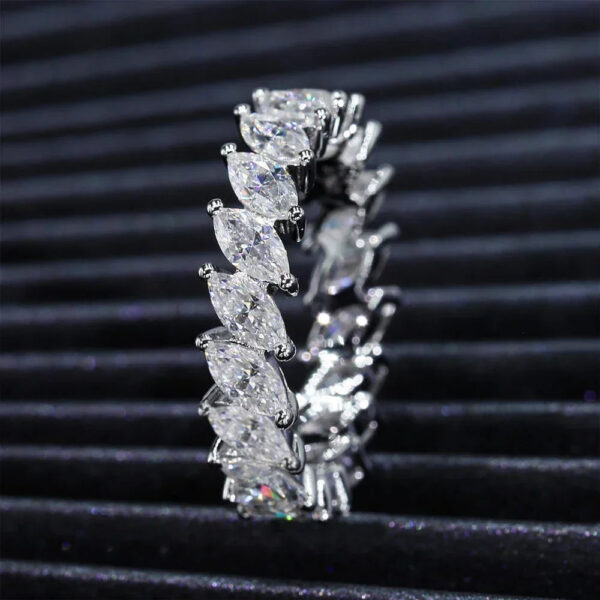 489c609fde8c7b14 Marquise Cut Full Moissanite Diamond Rings with Certificate Sterling Sier Wedding Ring Eternity Band for Women Men KUTPF