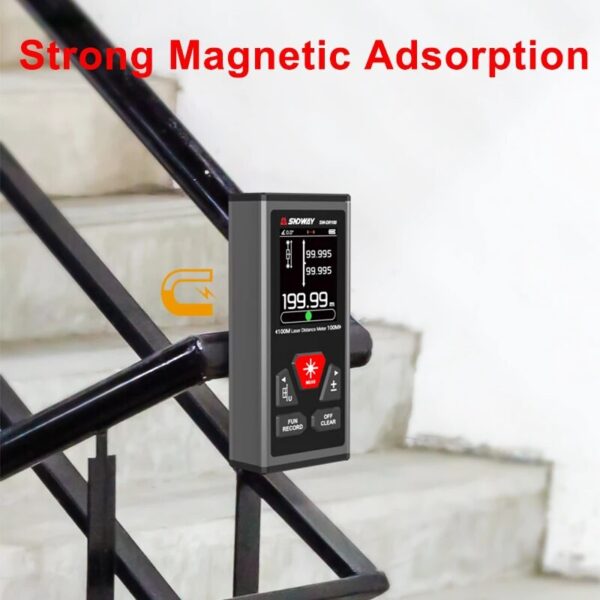 SNDWAY Dual Rangefinder 60M/100 Bilateral Laser Distance Meter with Electronic Angle Sensor,Rechargeable,Magnetism,M/in/Ft