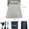 489e75a725f897c7 SUV Air Mattress with Cup & Phone Holder, Flocked-Top Inflatable Car Mattress with Two Air Pillows & Electric Air Pump, Ideal SUV Mattress for Camping, Travel, and Road Trips (Grey)
