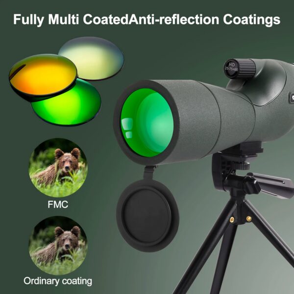 48a32aa2ffe8929d 25-75x60 Telescope Spotting Scope Powerful Zoom Monocular FMC BAK4 Waterproof For Bird Watching Target Shotting With Tripod