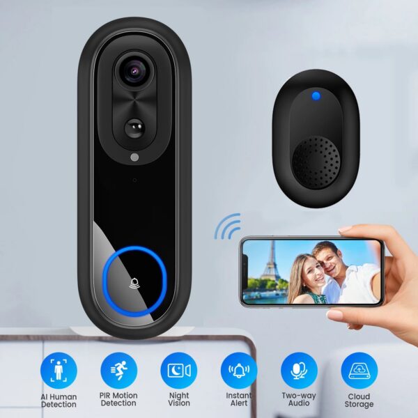 48a8bc0b7674fdab 5G 2.4G WiFi Video Doorbell 1080P Wireless Bell Tuya APP Smart Intercom Camera IP65 Waterproof Ring Bell with 7000mAh Battery