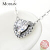 48bfd2f1e221123c Modian Real Sterg Sier Clear CZ Heart Pendant Necklace for Women Chain Fashion Wedding Statement Jewelry Accessories