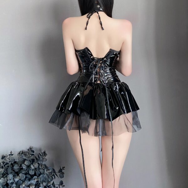 mzenuop Cosplay For Women Cute Anime Lingerie Strap-On Bat Imp See-Through Skirt Set Black