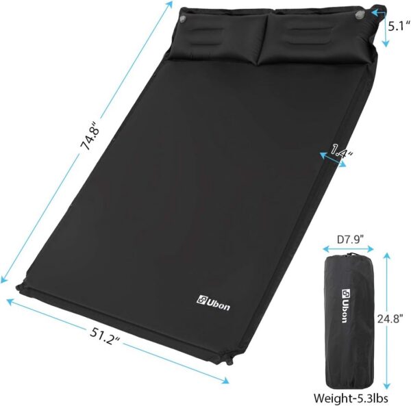 Ubon Doppelte Selbstaufblasende Schlafmatten Isomatte Aufblasbare Matratze für 2 Personen 3,6cm Luftmatratzen und leichtes Campingbett