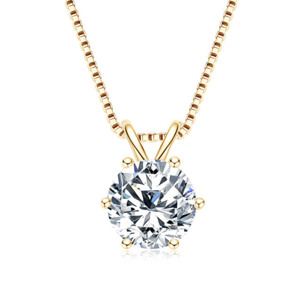 48e013cee70593b6 0.5-5.0 Carat Round D Moissanite Diamond Pendant Sier Real 14K Gold Plated Necklaces for Women Engagement Wedding Jewelry