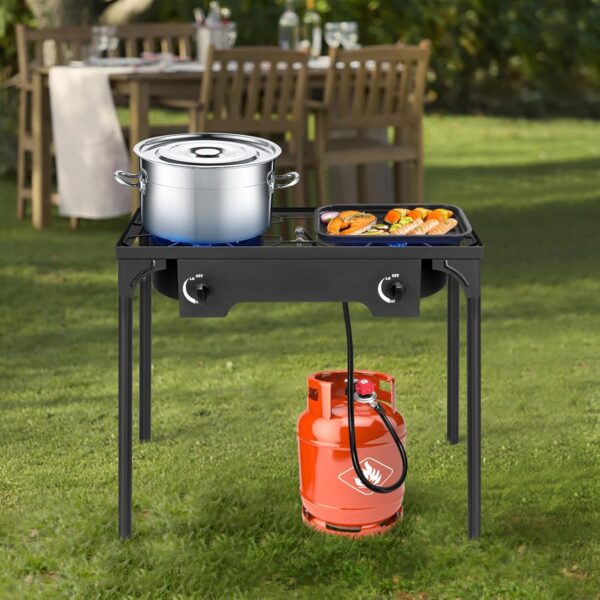 48f035cdd01598fa Outvita 150,000 BTU Portable Gas Camping Stove, Outdoor Propane Burner with 20psi Regulator, High Pressure Single Cooker Camp Cooking Home Brewing and Frying