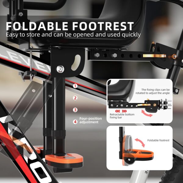 48fca1f1d422032c Child Bike Seat, Kids Bike Seat with Guardrail, High Seat Cushion Backrest Mountain Bike Child Bike Seat, Bicycle Child Safety Seat for Children from 1 to 5 Years Old