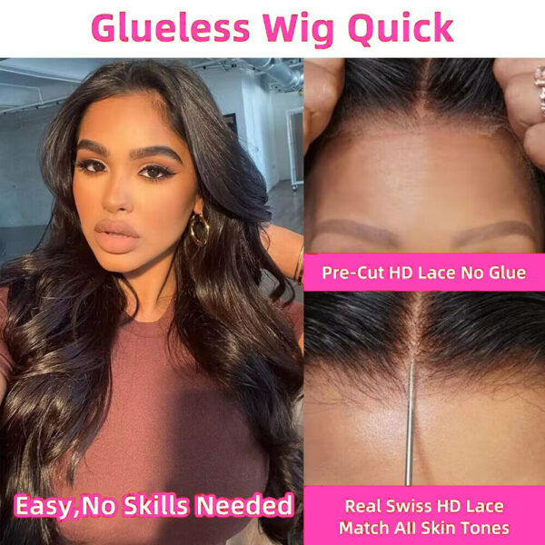 Glueless Prelucked Body Wave Brazilian 5x5 Closure HD Transparent Upgrade Pre cut Lace Long Human Hair Wigs