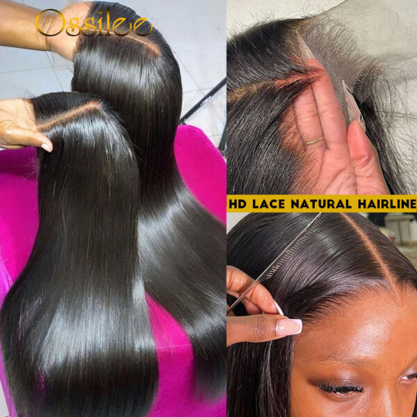 4900fa5d4b0b72ab Glueless Ready to Wear Transparent 13x4/13x6 Front Human Hair Plucked Pre Cut 5X5 Lace Closure Wig