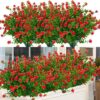 490a9cff493b56be 24 Bundles Outdoor Artificial Flowers UV Resistant Fake Boxwood Plants, Faux Greenery for Indoor Outside Hanging Plants Garden Porch Window Box Home Wedding Farmhouse Décor (Magenta)