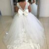 FATAPAESE Flowers Gril Dress Camellia Gowns Appqulies Beads Bow With Long Train Backless Buttons Wedddding Party Ball Gown TUTU