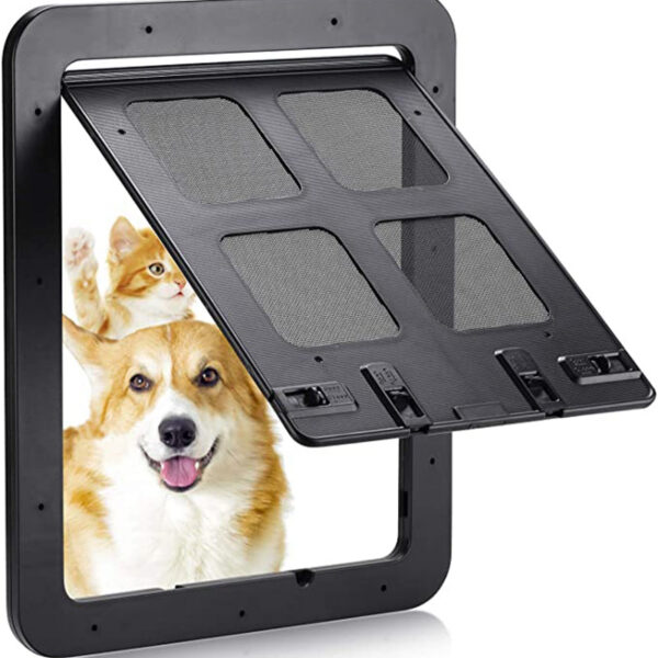 49238bb92ca70bd7 Pet Door New Safe Lockable Magnetic Screen Outdoor Dogs Cats Window Gate House Enter Freely Fashion Pretty Garden Easy Install