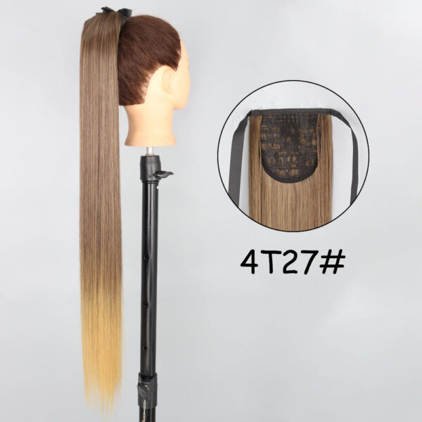 49447f37a9997050 34inches Synthetic Ponytail Hair Extension Clip in Fake Wig Hairpiece Blonde Wrap Around Pigtail Long Smooth Overhead Pony Tail