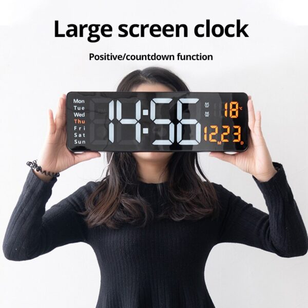 13/16 Inches Large LED Digital Wall ,Wall Mounted Remote Control Temperature Date Week Display Timer Dual Alarm Clock