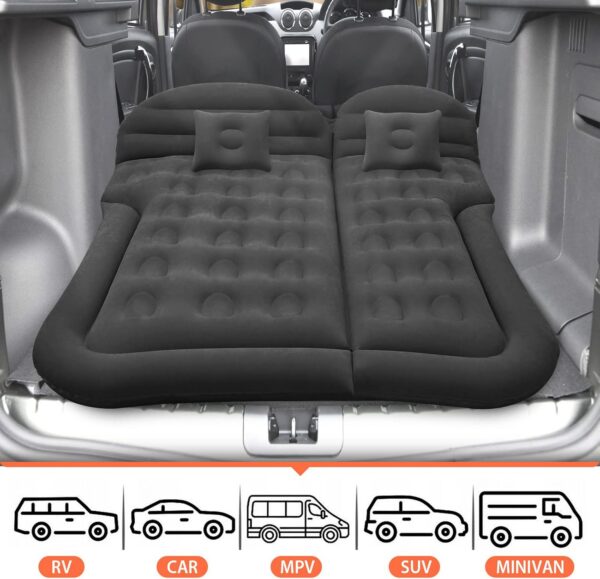 Auto Luftmatratze SUV Aufblasbare Matratze mit Pumpe MPV Air Bett Camping Auto Kissen Dickere Rücksitz Luftmatratze mit Zwei Kissen Für Camping Reisen Hinterhof Strand