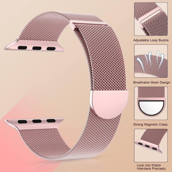 Marge Plus for Apple Watch Band Series Ultra 8 7 6 5 4 3 2 1 SE 38mm 40mm 41mm 42mm 44mm 45mm 49mm Women and Men, Stainless Steel Mesh Loop Magnetic Clasp Replacement for iWatch Bands