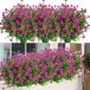 4981115505616467 24 Bundles Outdoor Artificial Flowers UV Resistant Fake Boxwood Plants, Faux Greenery for Indoor Outside Hanging Plants Garden Porch Window Box Home Wedding Farmhouse Décor (Magenta)