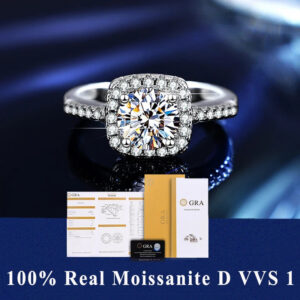 49aa12152da702d5 100% Real Moissanite Ring Adjustable Size S925 Sliver D VVS1 Pass Diamond Test Pen GRA Certificate 18K Plating Rings for Women