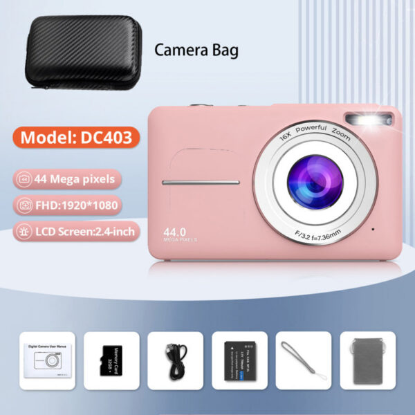 49bd0b16a4827a6a HD 1080P 2.4 inch digital Rechargeable with 16x Zoom Compact 44MP Cameras for kids Beginner Camera