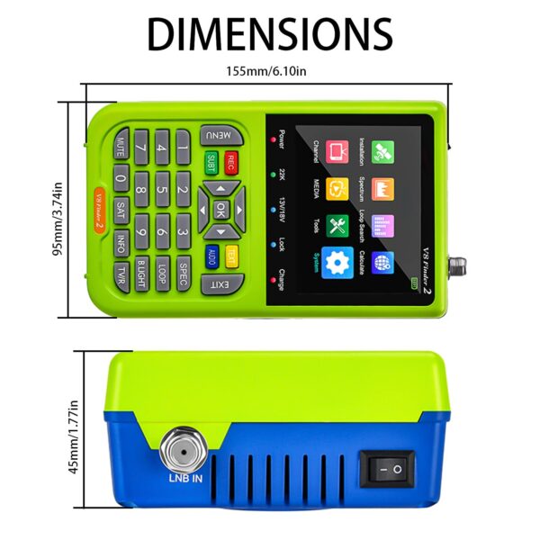 49c0eb62e7e57251 ICQUANZX V8 Satellite Finder Signal Meter Upgraded TV DVB-S2/S2X Receiver Detector, HD 1080P Free to Air FTA 3.5" LCD Built-in 5000mAh Battery for Adjusting Sat Dish