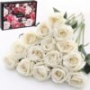 15Pcs Artificial Roses Velet Real Touch Single Stem Fake Roses Silk Realistic Bouquet Flowers Arrangements Home Office Garden Grave Party Wedding Decoration(Light Pink-15p, Blossom Roses)