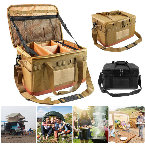 49d9dbe9e70b0238 30L Cooking Utensil Organizer Large Capacity Car Trunk Storage Bag Detachable Multifunctional Utility Camping Supplies