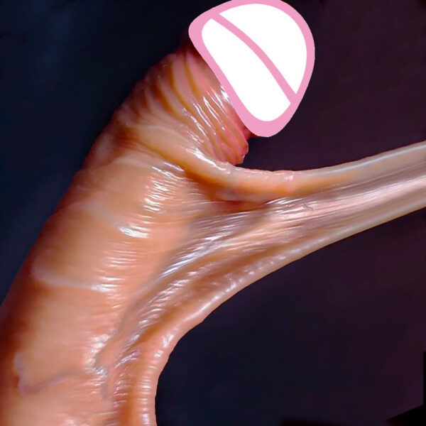 49f6c4dfc361e746 Realistic Dildos Women Skin Sliding Foreskin Testicles Dildo Anal Vaginal Stimulation Strapon Big Sex Toys for Woman