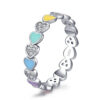 49ff4cf2140c9756 Modian 12 Style Authentic 925 Sterling Silver Rainbow Colorful Fashion Stackable Finger Ring For Women Grils Statement Jewelry