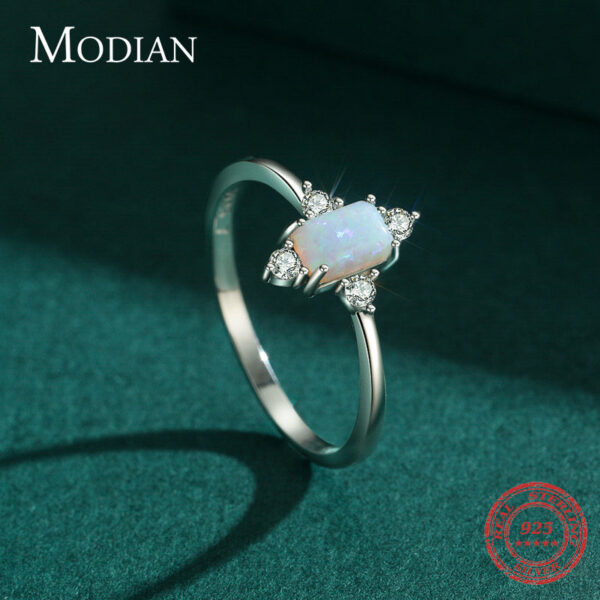 Modian Real Sterg Sier Rings For Women Shining Crown Opal Finger Ring Classic Wedding Statement Jewelry Anel