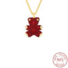 4a0dab12028f9930 New Sier 3D Full Diamond Teddy Bear Necklace