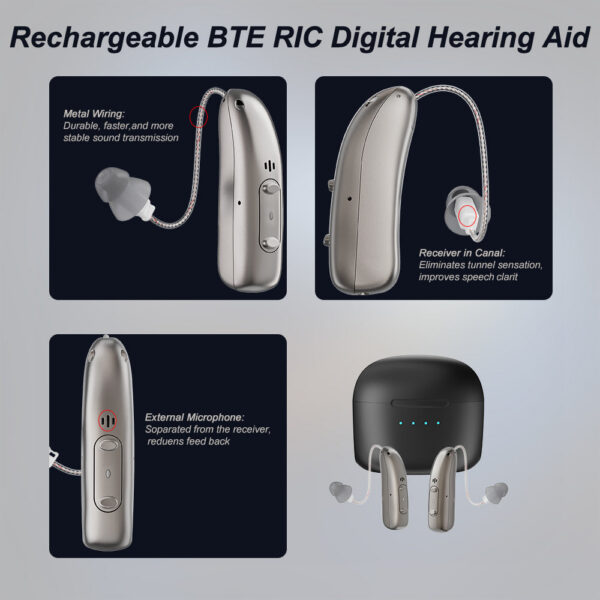 Self-Fitting OTC Aids, Mild to Moderate Loss,Bluetooth Hearing Aid with Invisible Fit Noise Support audifonos