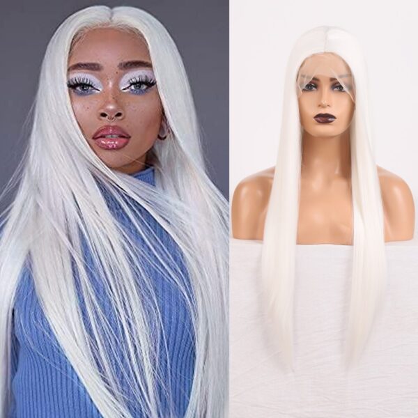 Synthetic Front Long Straight Lace Wigs for Women with Baby Hair Heat Resistant Party Cosplay Wig Black Blonde Use
