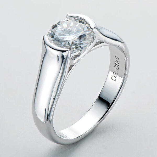 4a148c77c1bedeb7 IOGOU Gold Plated Engagement 8mm 2.0carat D Color VVS1 Moissanite Diamond Rings for Women Men 100% Sier Jewelry