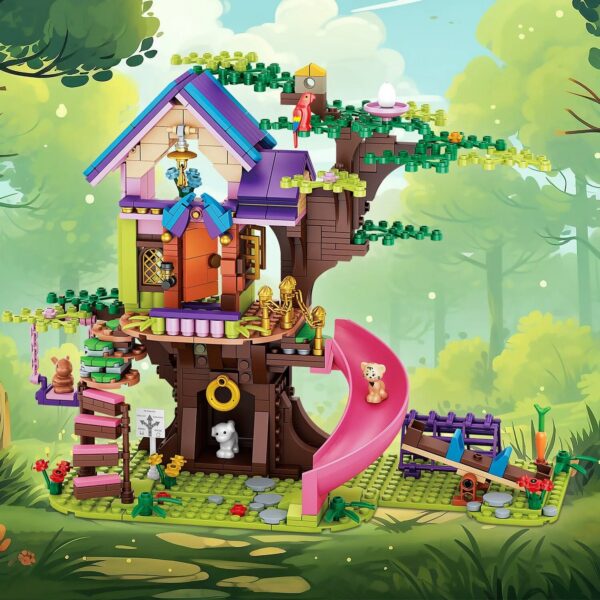 4a188e0fbdcd1136 Tree STEM Toy Creative Construction Set 642PCS Forest House Building Bricks Treehouse Animals with Box