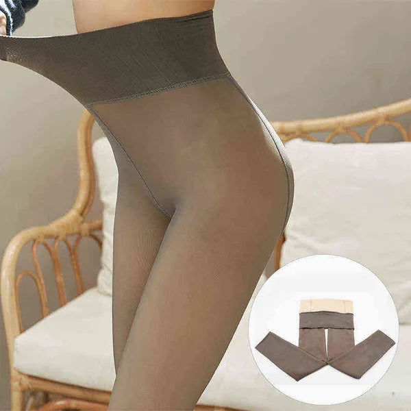 074 Winter Thicken Plus Veet Legs Fake Translucent Warm Fleece Autumn Stockings Tights Sexy Pantyhose 211221