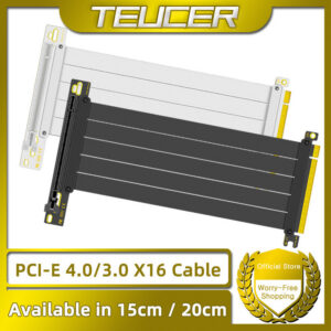 TEUCER PCI-E 4.0 X16 Riser Cable Video Card Shielded Flexible 90° Mounting GPU Extension Cord Black/White