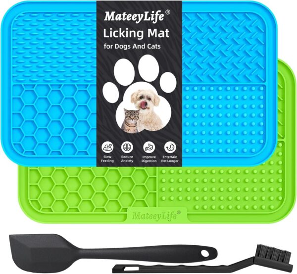 MateeyLife 3PCS Lick Mat for Dogs and Cats with Suction Cups, Dog Lick Mat for Anxiety Relief, Dog Toys to Keep Them Busy, Dog Enrichment Toys for Bathing, Cat Peanut Butter Lick Pad for Boredom