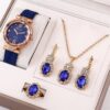4a4978c17248f3f8 New 5pcs Set Watches Women Leather Band Ladies Watch Simple Casual Womens Analog WristWatch Bracelet Gift Montre Femme