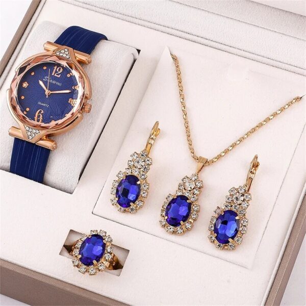 4a4978c17248f3f8 New 5pcs Set Watches Women Leather Band Ladies Watch Simple Casual Womens Analog WristWatch Bracelet Gift Montre Femme