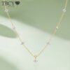4a4e8331ce6b1902 TBCYD All Moissanite Pendant Necklace For Women Four-leaf Clover Link Chain Diamond Test Passed Sterling Sier Fine Jewelry