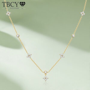 TBCYD All Moissanite Pendant Necklace For Women Four-leaf Clover Link Chain Diamond Test Passed Sterling Sier Fine Jewelry