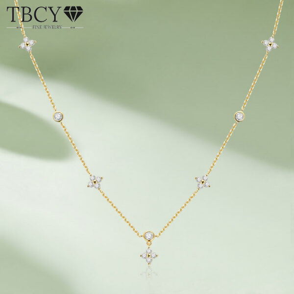 4a4e8331ce6b1902 TBCYD All Moissanite Pendant Necklace For Women Four-leaf Clover Link Chain Diamond Test Passed Sterling Sier Fine Jewelry