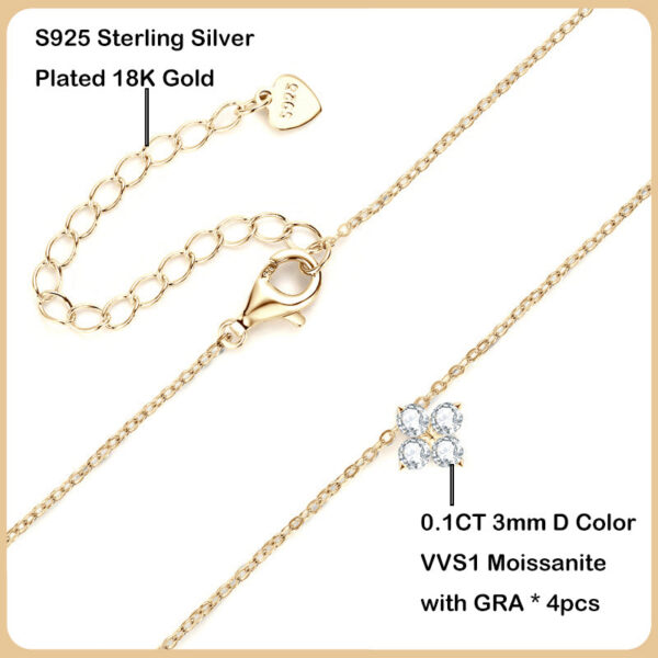 EWYA Real 0.4ct Clover Moissanite Pendant Necklace for Women Party S Sterling Sier Diamond Chain Necklaces Fine Jewelry