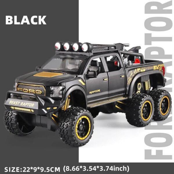 1:24 Pickup Trucks Boys F150 Raptor Diecast Metal Model Car with Sound Light for Kids Age 3 Year and up Blue