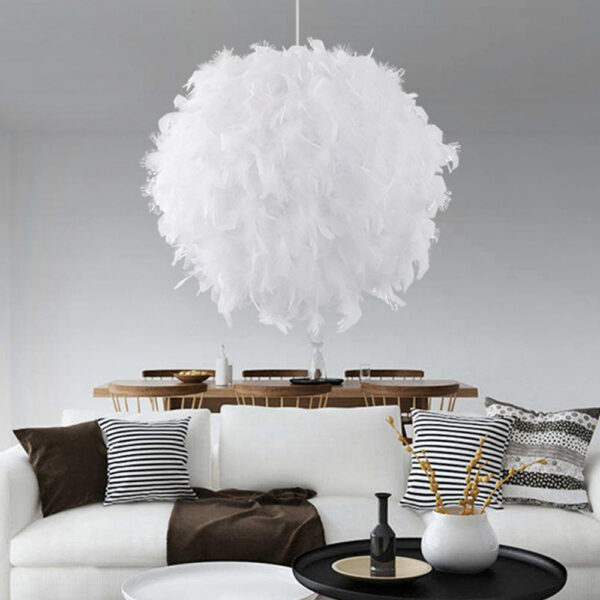 30cm Lamps Shades Feather Ceig Lamp E27 Bulb Pendant Desk Night Light for Living Room Wedding Party Decoration